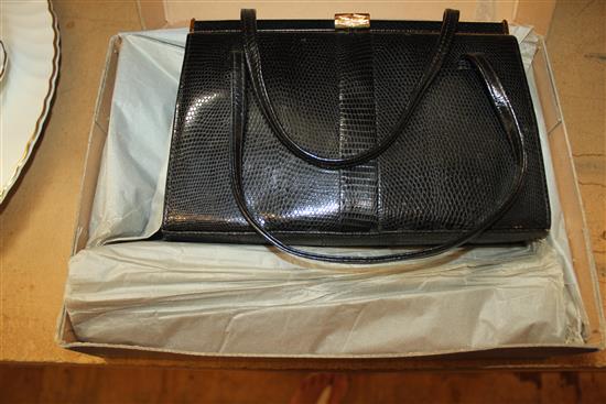 Mappin & Webb black lizard handbag in original box (mint condition)